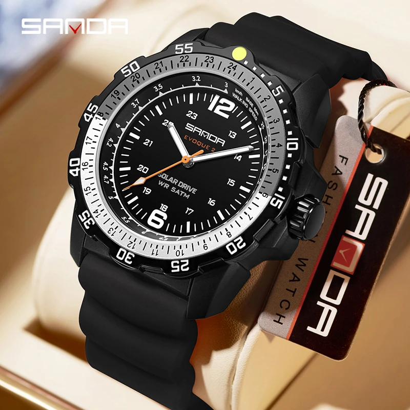 Solar Powered Watch - SANDA 새로운 럭셔리 남성용 태양열 시계