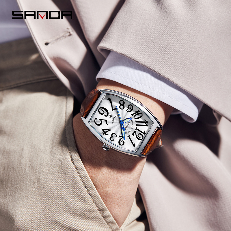 Leather Watch Strap - SANDA 새로운 쿼츠 남성용 시계 캐주얼