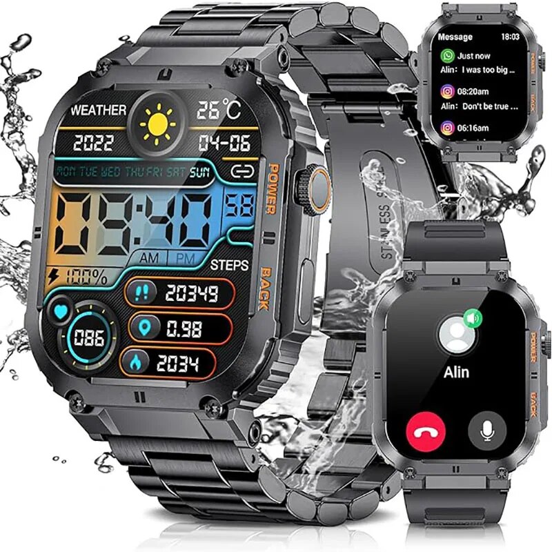 Smartwatch Digital Watches For Men - LIGE 남성용 야외 스포츠 피트니스 스마트워치,