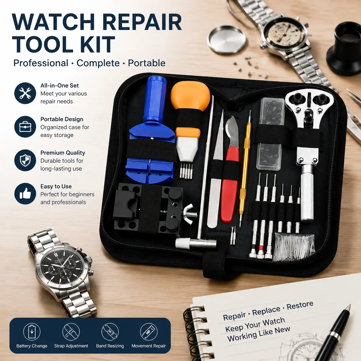 Watchmaker Screwdriver - 147pcs 시계 수리 도구 키트 시계