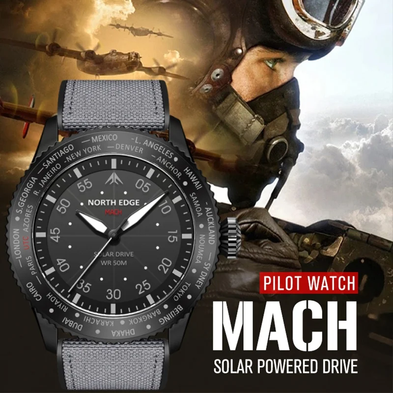 Solar Powered Watch - NORTH EDGE MACH 태양 광 발전