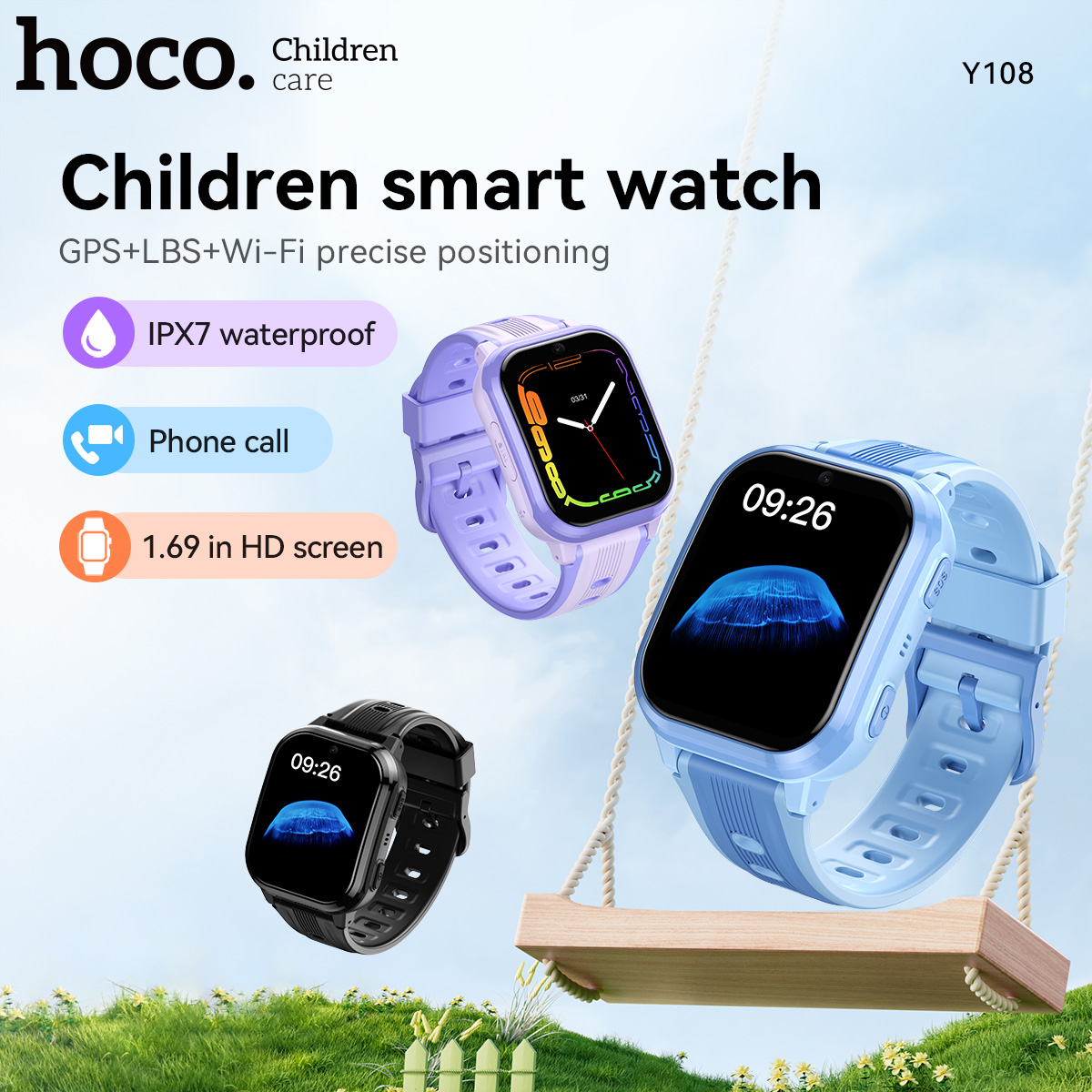 Smartwatch Digital Watches For Kids - HOCO Y108 1.69인치 HD LCD 곡면