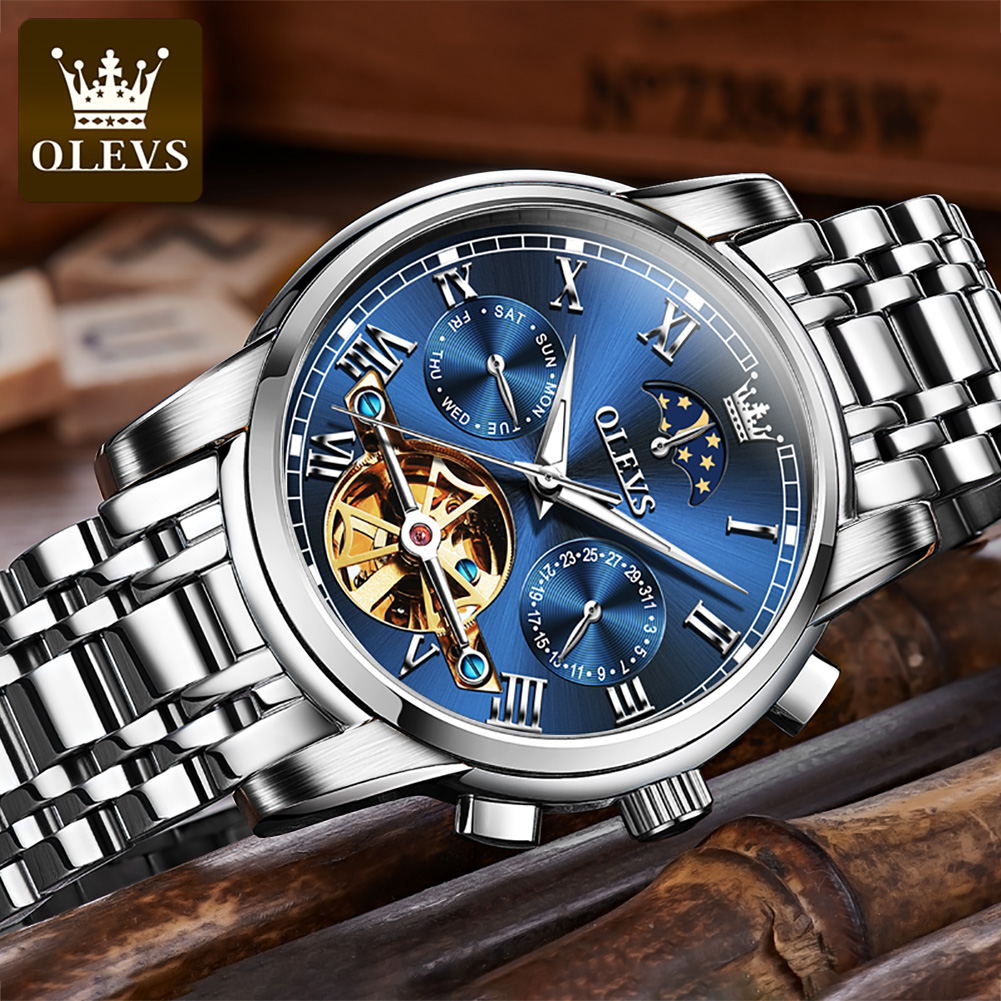 OLEVS 6617 남성용 클래식 기계식 시계 방수 비 - Leather Watch Strap 리뷰 및 가격
