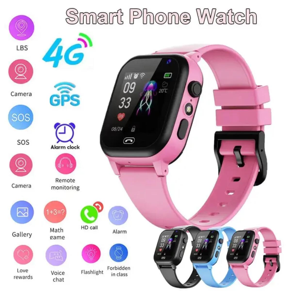 어린이 스마트 시계 4G 다기능 방수 SOS GPS 위 - Smartwatch Digital Watches For Kids 리뷰 및 가격