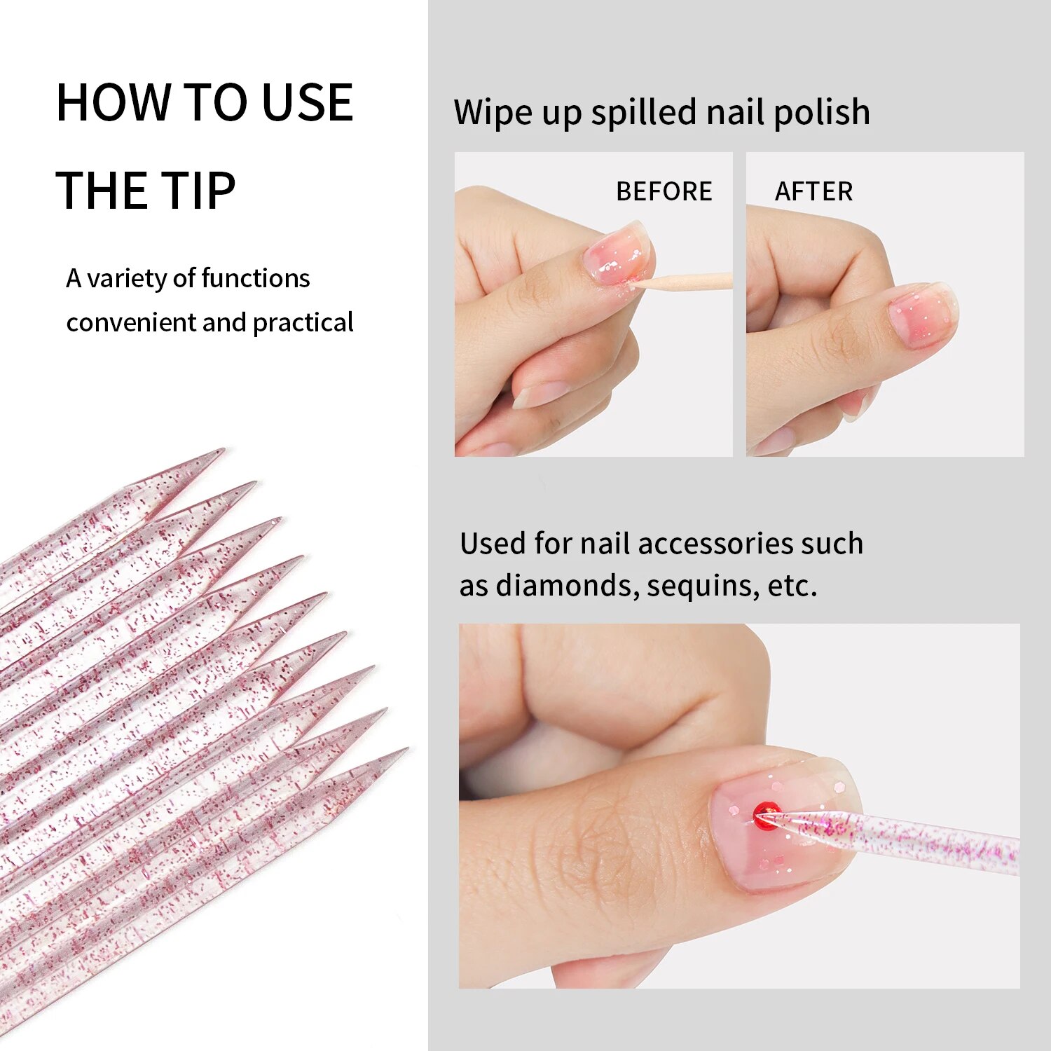 50 Pcs 네일 큐티클 푸셔 크리스탈 더블 엔드 매니 - Crystal Press Tool 리뷰 및 가격