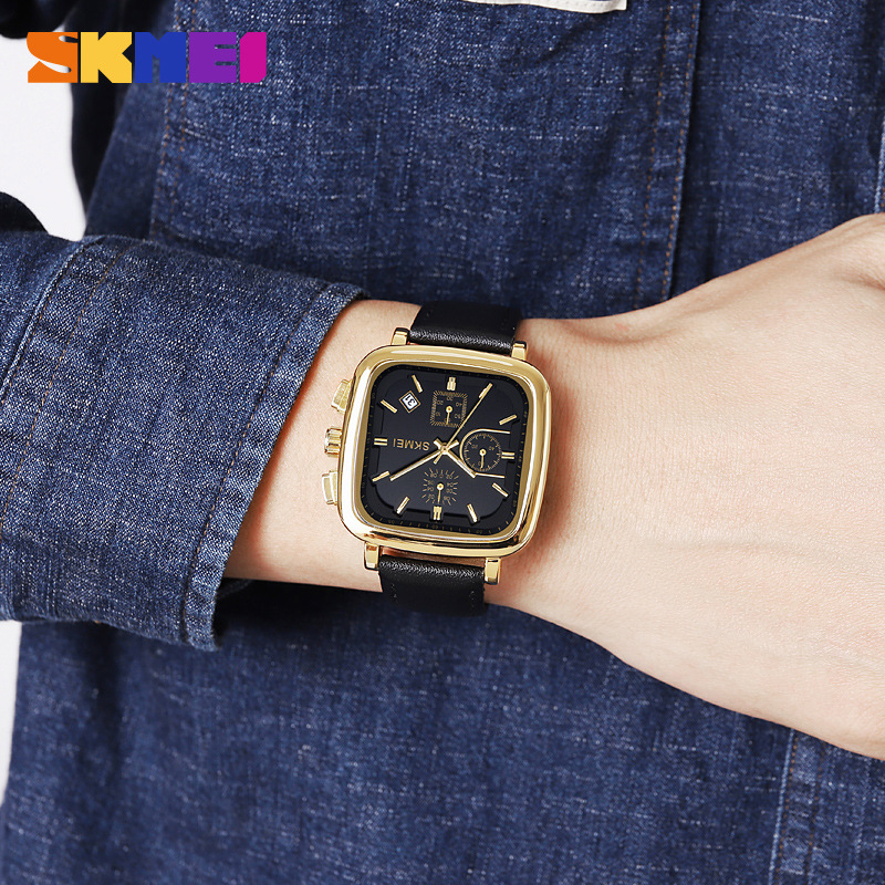 스퀘어 남성용 시계 쿼츠 방수 가죽 스트랩 패션 남성용 - Leather Watch Strap 리뷰 및 가격