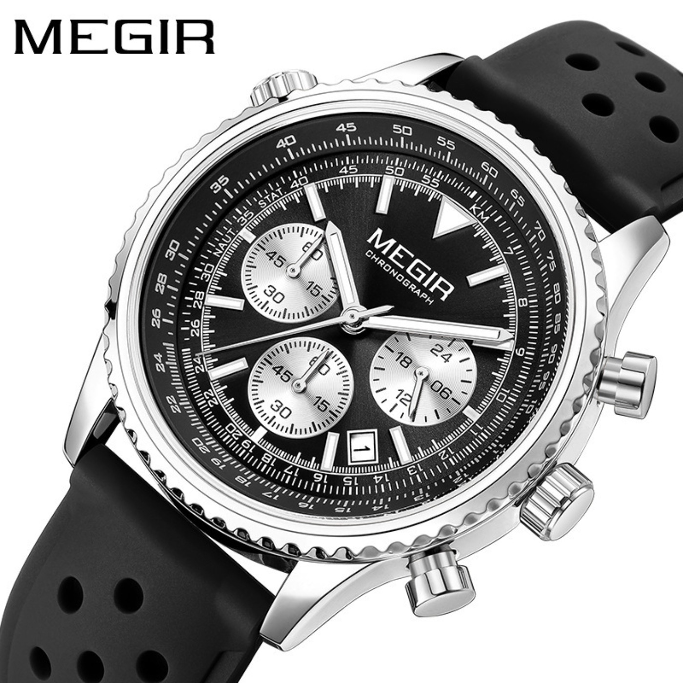 MEGIR 실버 블랙 쿼츠 시계 남성용 밀리터리 스포츠 - Leather Watch Strap 리뷰 및 가격