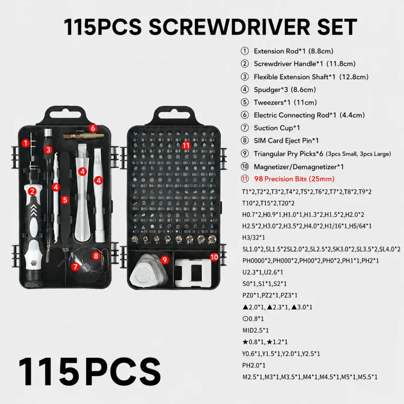 휴대용 115in1 자석식 스크류드라이버 세트 미니 정 - Watchmaker Screwdriver 리뷰 및 가격