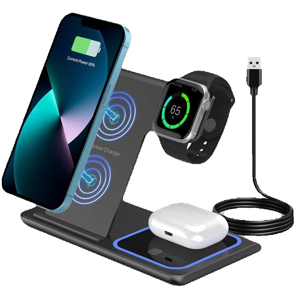 15W 3 in 1 LED 고속 무선 충전 스탠드 접이 - Watch 7 Smartwatch Iphone 리뷰 및 가격