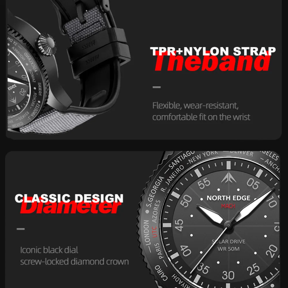 NORTH EDGE MACH 태양 광 발전 파일럿 시리 - Solar Powered Watch 리뷰 및 가격