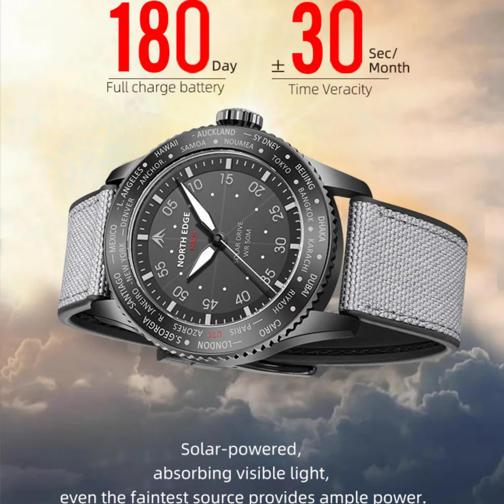 NORTH EDGE MACH 태양 광 발전 파일럿 시리 - Solar Powered Watch 리뷰 및 가격