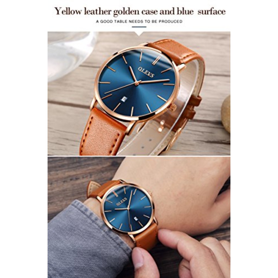 OLEVS 남성용 가죽 시계 블랙 울트라 씬 6.5mm - Smartwatch Digital Watches For Men 리뷰 및 가격